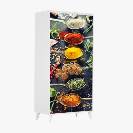 Adesivo per armadio vibrante composizione di spezie e erbe aromatiche • Wallissimo®