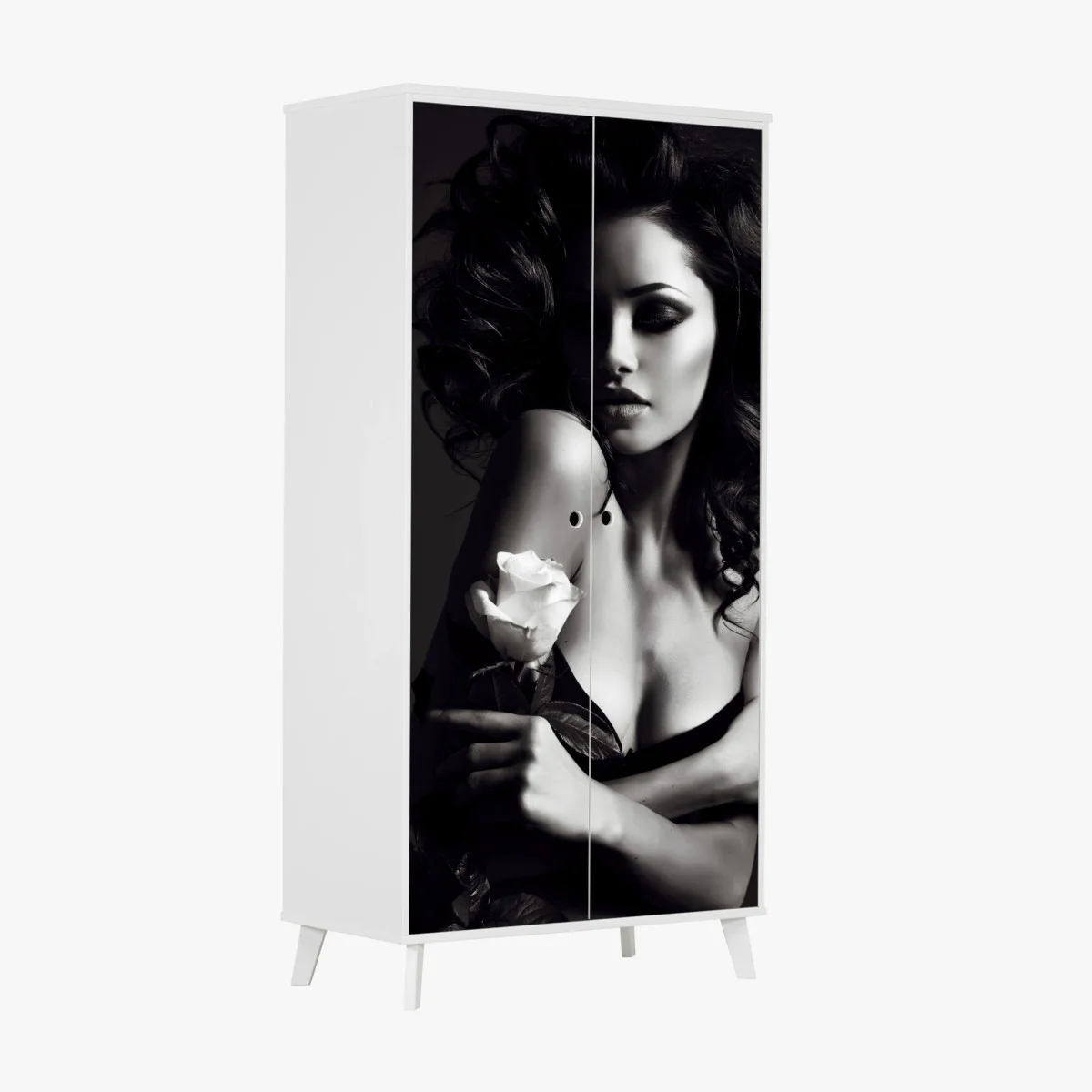 Adesivo per armadio eleganza senza tempo in bianco e nero • Wallissimo® Adesivo per armadio eleganza senza tempo in bianco e nero • Wallissimo®