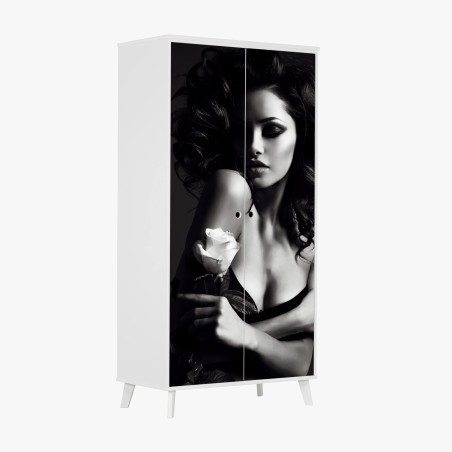 Adesivo per armadio eleganza senza tempo in bianco e nero • Wallissimo®