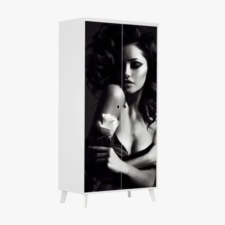 Adesivo per armadio eleganza senza tempo in bianco e nero • Wallissimo®