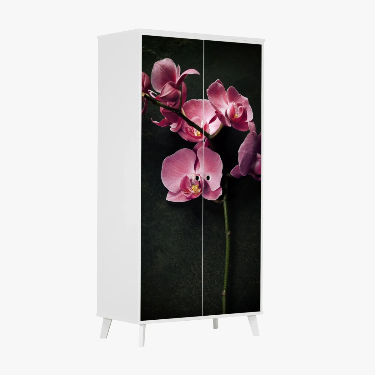 Adesivo per armadio orchidea rosa su sfondo vintage scuro • Wallissimo® Adesivo per armadio orchidea rosa su sfondo vintage scuro • Wallissimo®