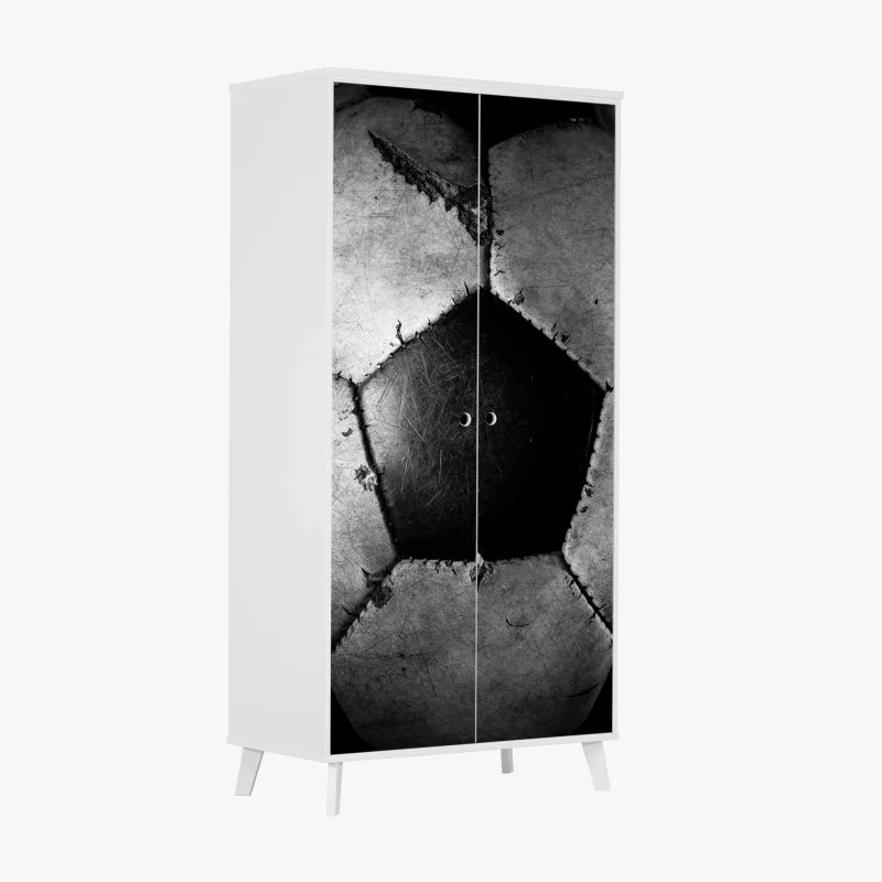 Adesivo per armadio dettaglio vintage di pallone da calcio in bianco e nero