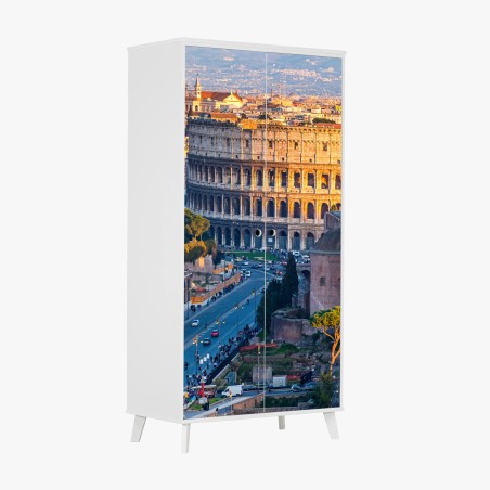 Adesivo per armadio tramonto sul Colosseo a Roma • Wallissimo®