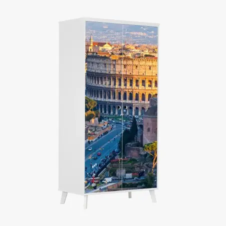 Adesivo per armadio tramonto sul Colosseo a Roma • Wallissimo®