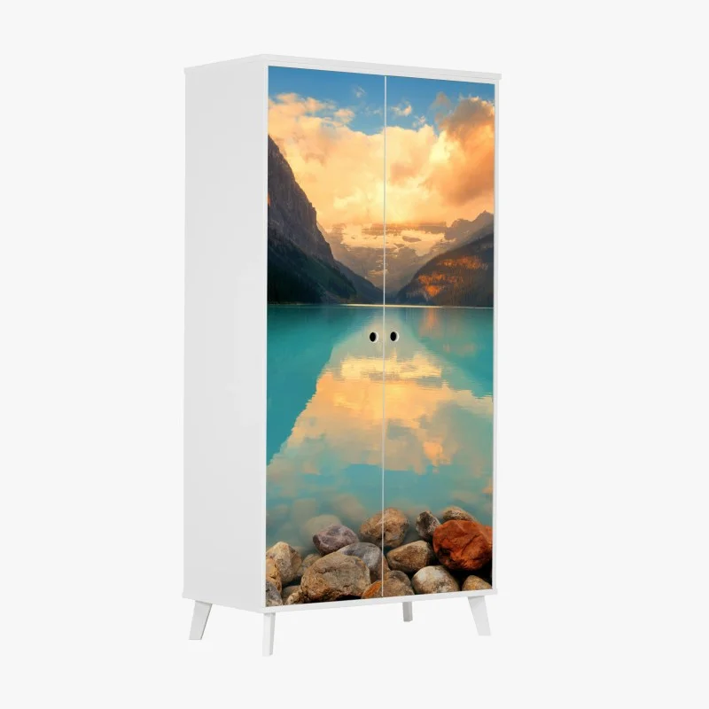 Adesivo per armadio alba dorata a Lake Louise