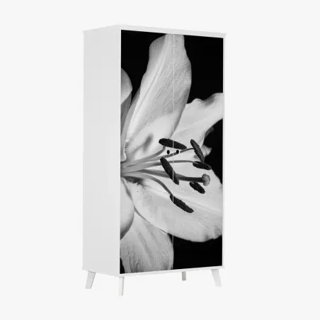 Adesivo per armadio eleganza floreale in bianco e nero • Wallissimo®