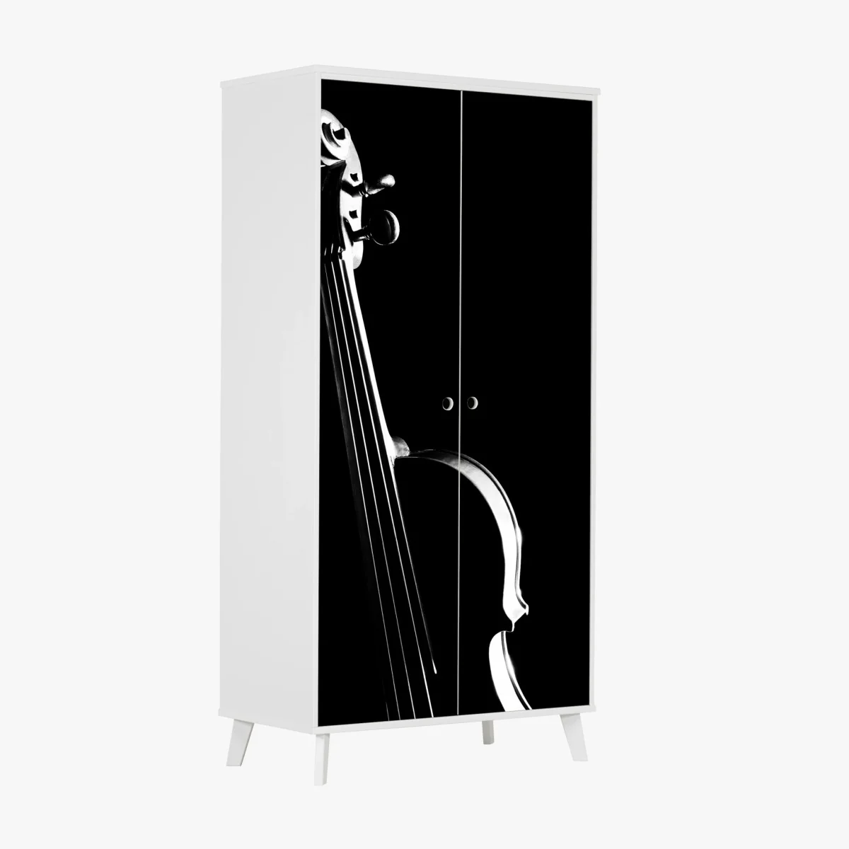Adesivo per armadio elegante silhouette di violino su sfondo nero • Wallissimo® Adesivo per armadio elegante silhouette di violino su sfondo nero • Wallissimo®