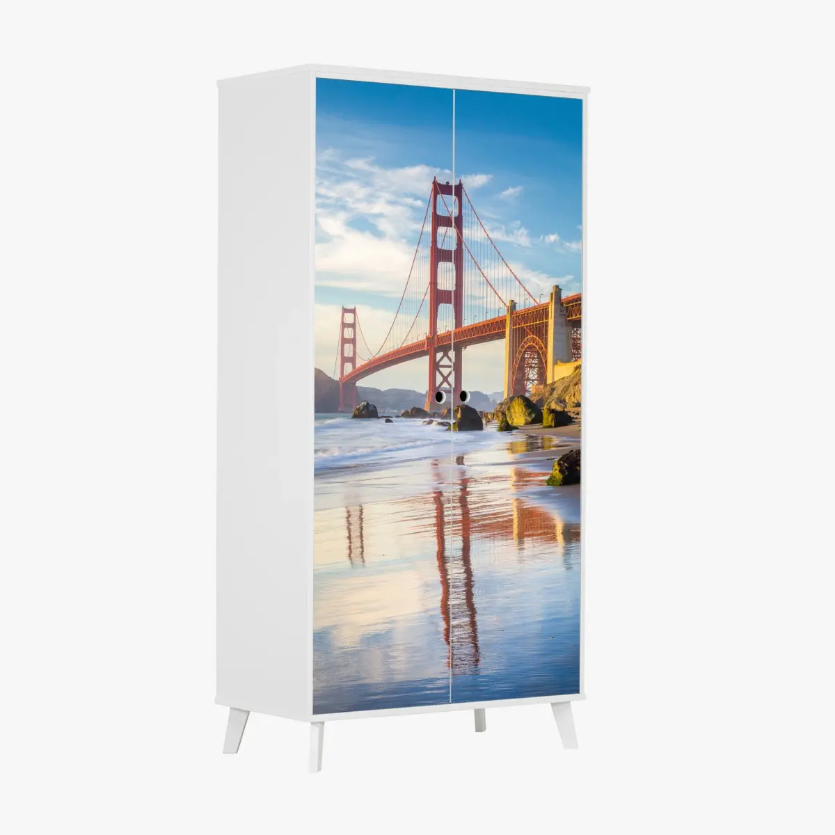 Adesivo per armadio tramonto sul Golden Gate di San Francisco • Wallissimo®