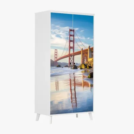 Adesivo per armadio tramonto sul Golden Gate di San Francisco • Wallissimo®