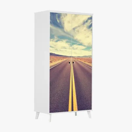 Adesivo per armadio strada infinita nel deserto della Valle della Morte, California • Wallissimo®