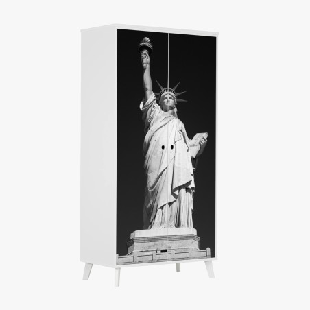 Adesivo per armadio stile urbano: Statua della Libertà in bianco e nero • Wallissimo®