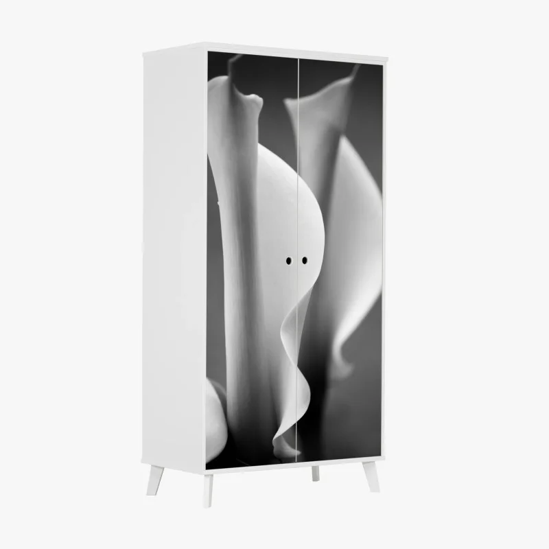Adesivo per armadio calla in movimento in bianco e nero