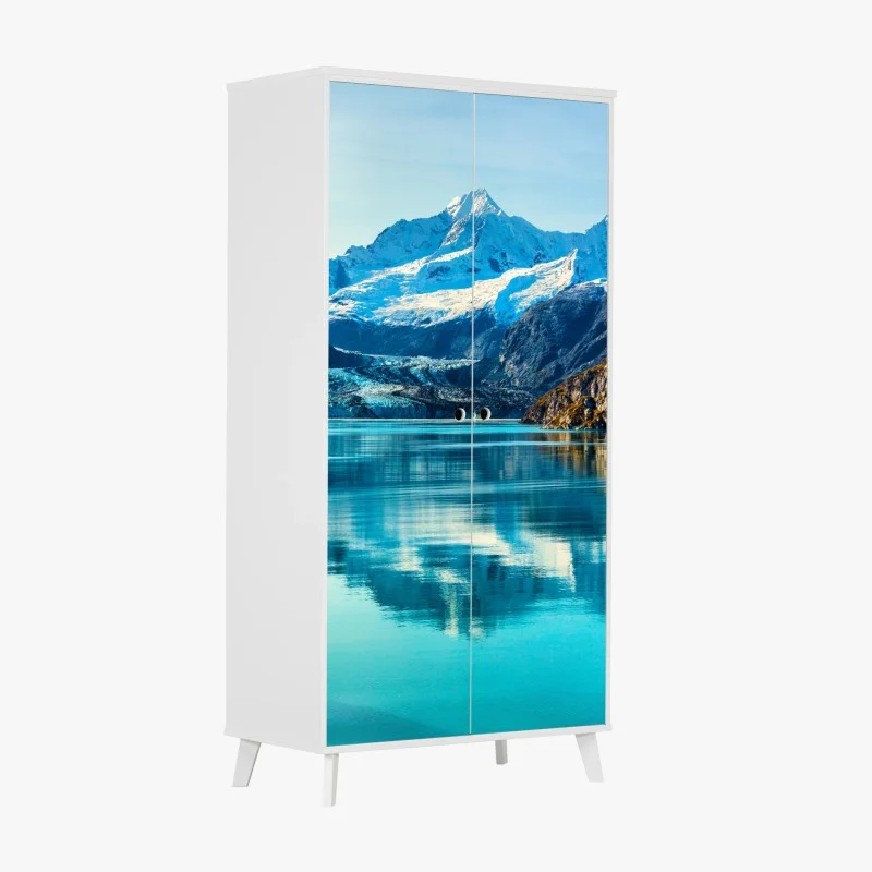 Adesivo per armadio riflessi delle montagne innevate