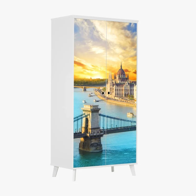 Adesivo per armadio tramonto sul Danubio a Budapest