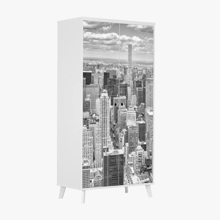 Adesivo per armadio skyline iconico di New York in bianco e nero • Wallissimo®