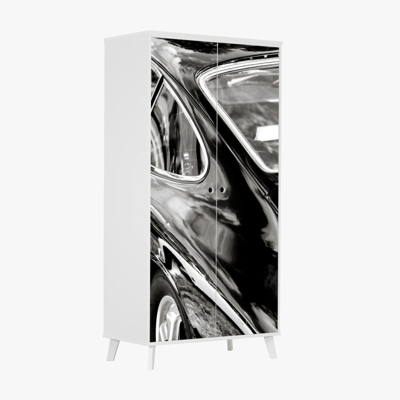 Adesivo per armadio eleganza vintage: linee di carrozzeria classica