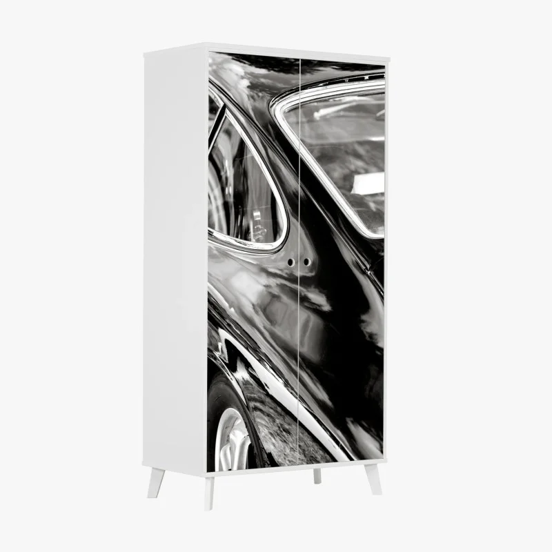 Adesivo per armadio eleganza vintage: linee di carrozzeria classica