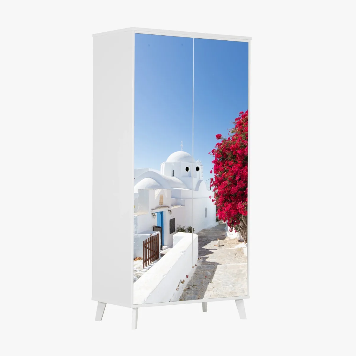 Adesivo per armadio scorcio mediterraneo fiorito • Wallissimo® Adesivo per armadio scorcio mediterraneo fiorito • Wallissimo®