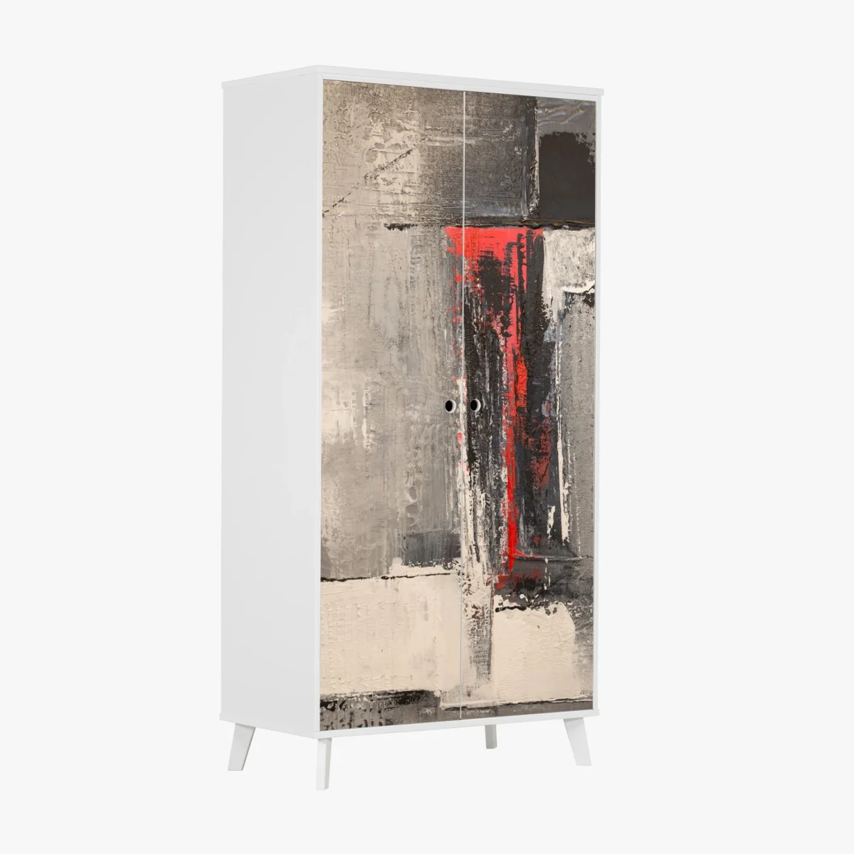 Adesivo per armadio flusso rosso su superfici grigie • Wallissimo® Adesivo per armadio flusso rosso su superfici grigie • Wallissimo®