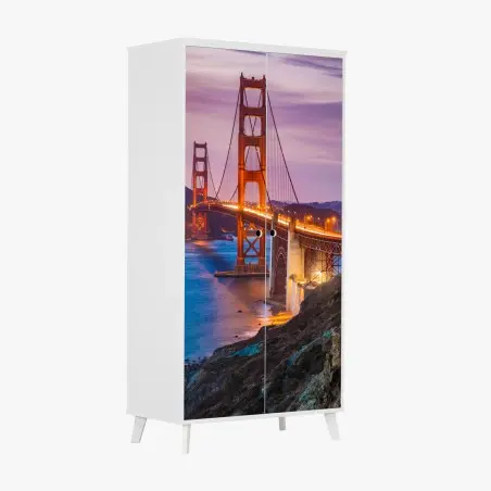 Adesivo per armadio tramonto sul Golden Gate vista da Baker Beach • Wallissimo®