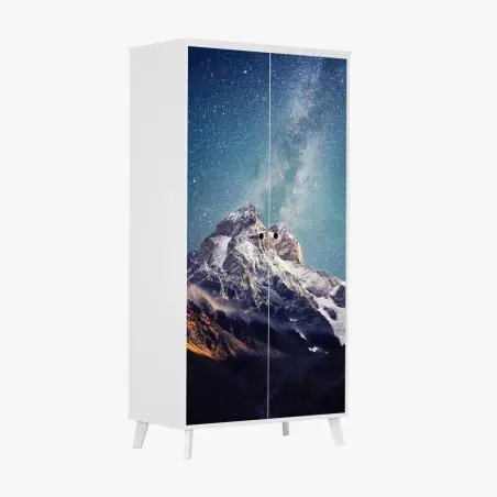 Adesivo per armadio montagna Ushba sotto il cielo stellato • Wallissimo®