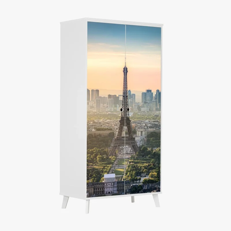 Adesivo per armadio tramonto su Parigi e la Torre Eiffel