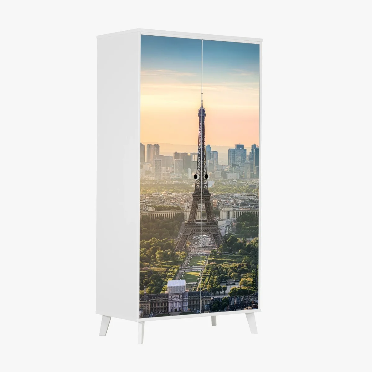 Adesivo per armadio tramonto su Parigi e la Torre Eiffel • Wallissimo® Adesivo per armadio tramonto su Parigi e la Torre Eiffel • Wallissimo®
