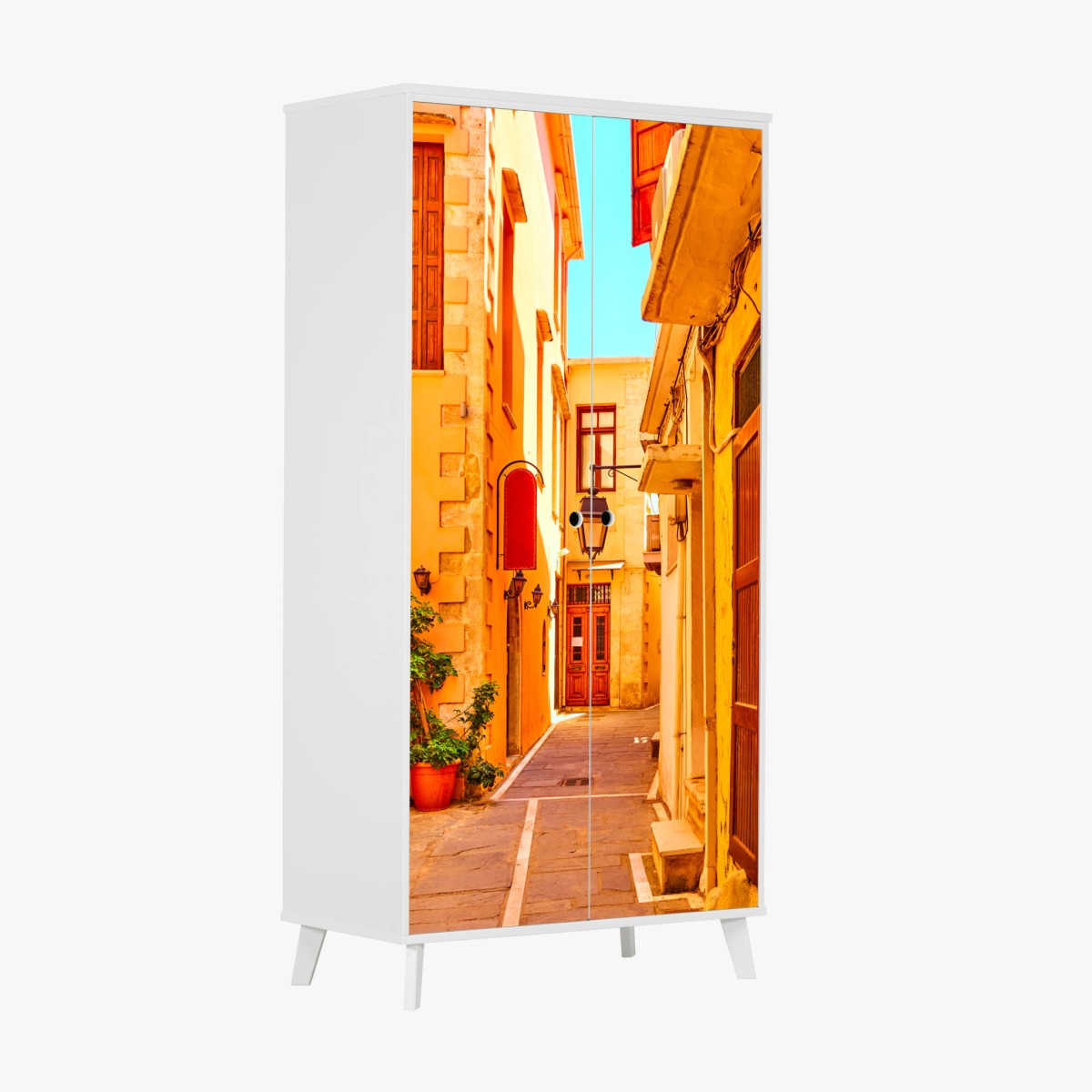 Adesivo per armadio vicolo soleggiato di Rethymno • Wallissimo®