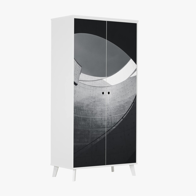 Adesivo per armadio curve di cemento: eleganza architettonica minimal
