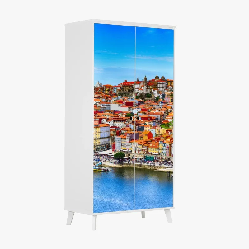 Adesivo per armadio panorama colorato di Porto sul fiume Douro
