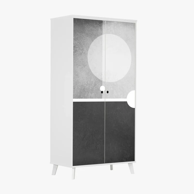 Adesivo per armadio composizione geometrica in bianco e nero