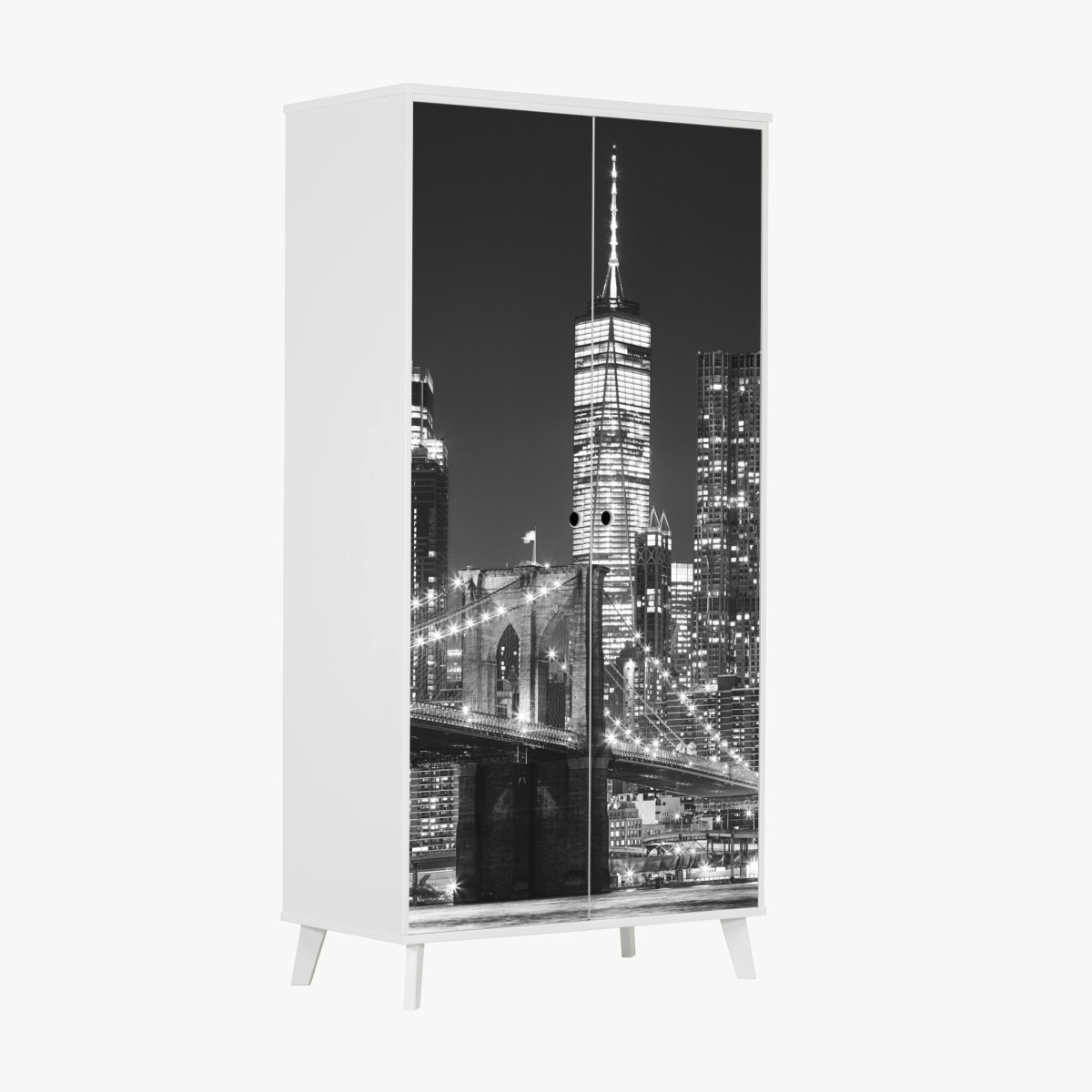 Adesivo per armadio notte sul ponte di Brooklyn e skyline di Manhattan • Wallissimo®