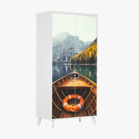 Adesivo per armadio serenità sul Lago di Braies • Wallissimo®