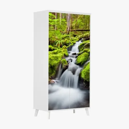 Adesivo per armadio paesaggio incantato della cascata di Sol Duc • Wallissimo®