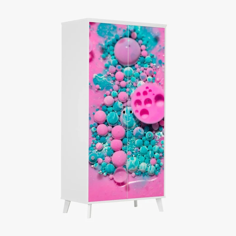 Adesivo per armadio motivo marmorizzato rosa e turchese