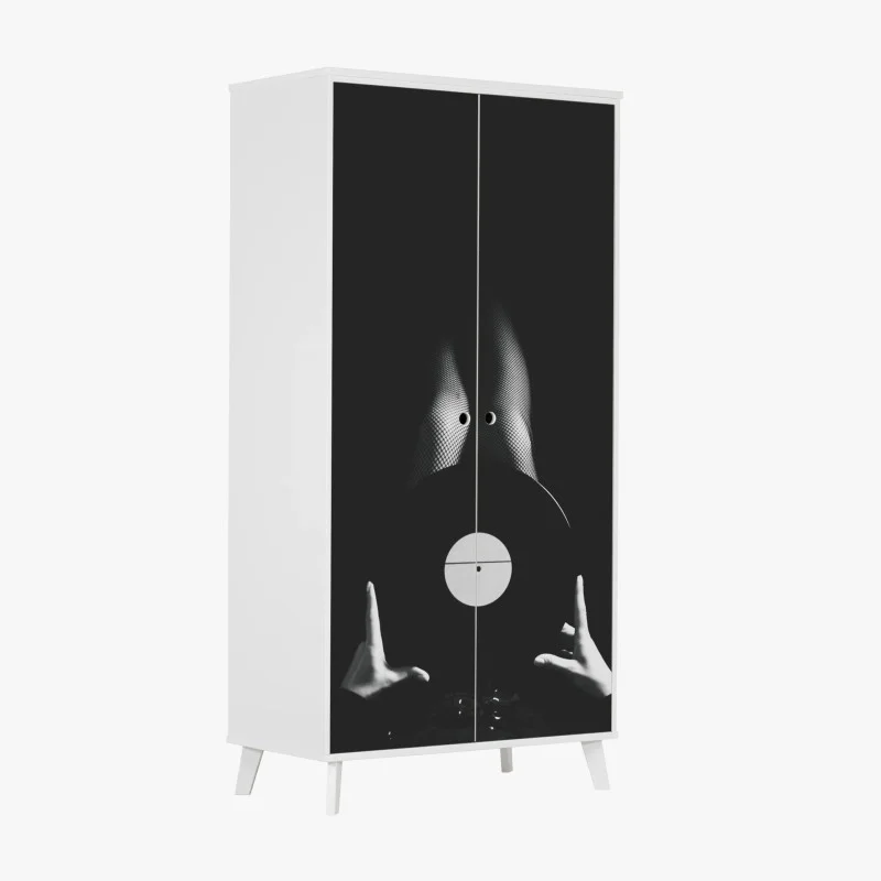 Adesivo per armadio sensualità sonora in bianco e nero