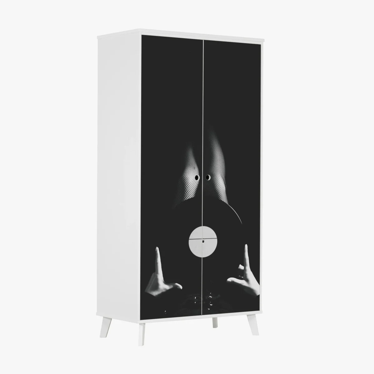 Adesivo per armadio sensualità sonora in bianco e nero • Wallissimo® Adesivo per armadio sensualità sonora in bianco e nero • Wallissimo®