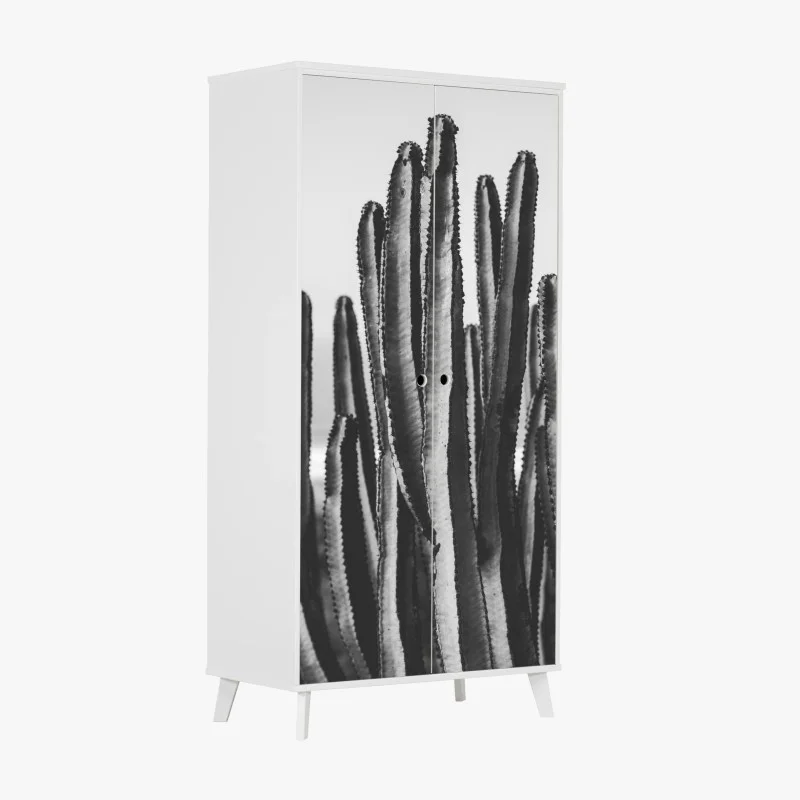 Adesivo per armadio cactus in bianco e nero dettaglio verticale