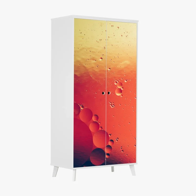 Adesivo per armadio bolle astratte su sfondo sfumato in toni caldi