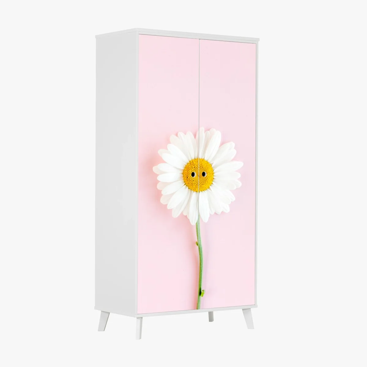 Adesivo per armadio margherita su sfondo rosa pastello • Wallissimo® Adesivo per armadio margherita su sfondo rosa pastello • Wallissimo®