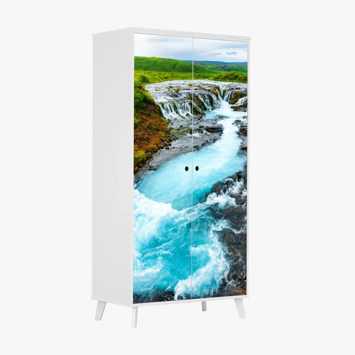 Adesivo per armadio cascata turchese di Bruarfoss • Wallissimo® Adesivo per armadio cascata turchese di Bruarfoss • Wallissimo®