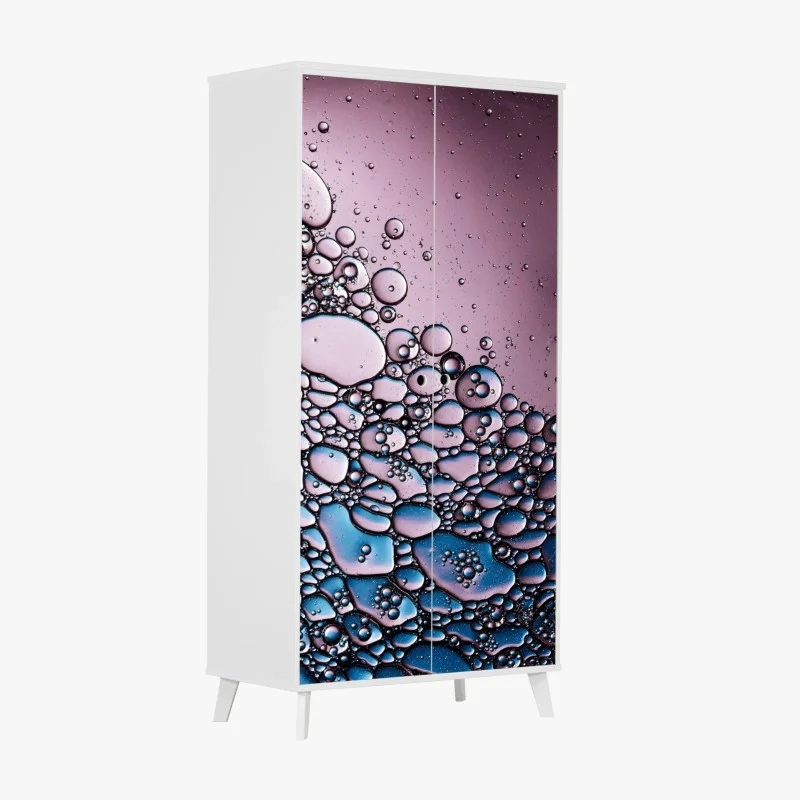 Adesivo per armadio composizione di bolle astratte in rosa e blu