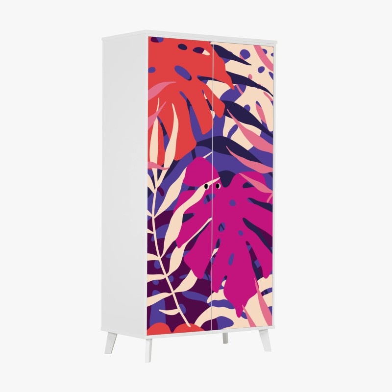 Adesivo per armadio motivo tropicale retrò in colori pastello