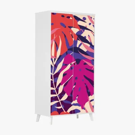 Adesivo per armadio motivo tropicale retrò in colori pastello • Wallissimo®