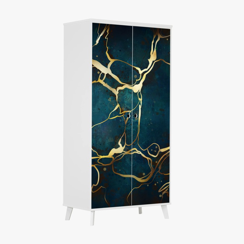 Adesivo per armadio eleganza astratta blu e oro
