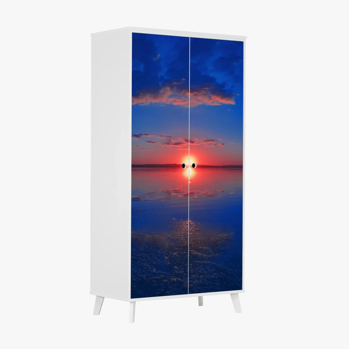 Adesivo per armadio tramonto sul lago con riflesso • Wallissimo® Adesivo per armadio tramonto sul lago con riflesso • Wallissimo®