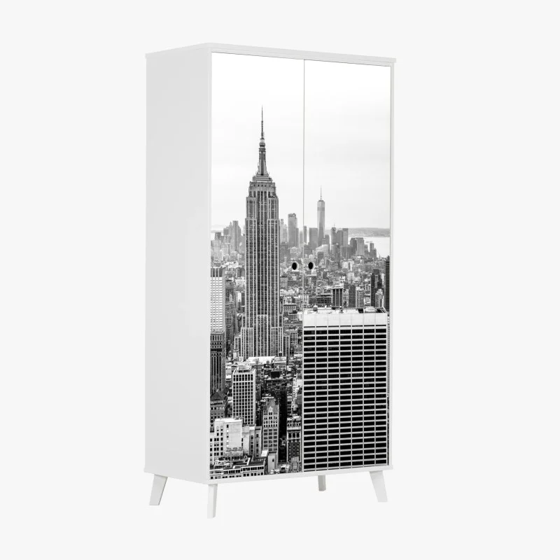 Adesivo per armadio skyline iconico di New York in bianco e nero