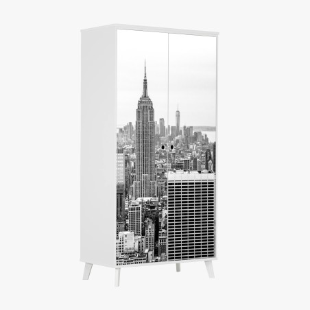 Adesivo per armadio skyline iconico di New York in bianco e nero • Wallissimo®