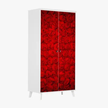 Adesivo per armadio mosaico di rose rosse • Wallissimo®