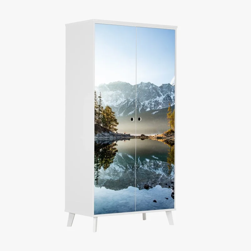 Adesivo per armadio riflessi delle montagne sul lago